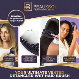 BEAUXSOI brush in use blow-drying wet hair for faster results