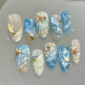 BEAWTH front packaging showing blue sea nails and included accessories for easy use
