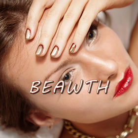 BEAWTH lifestyle shot with summer outfit showing finished manicure for vacation-ready look