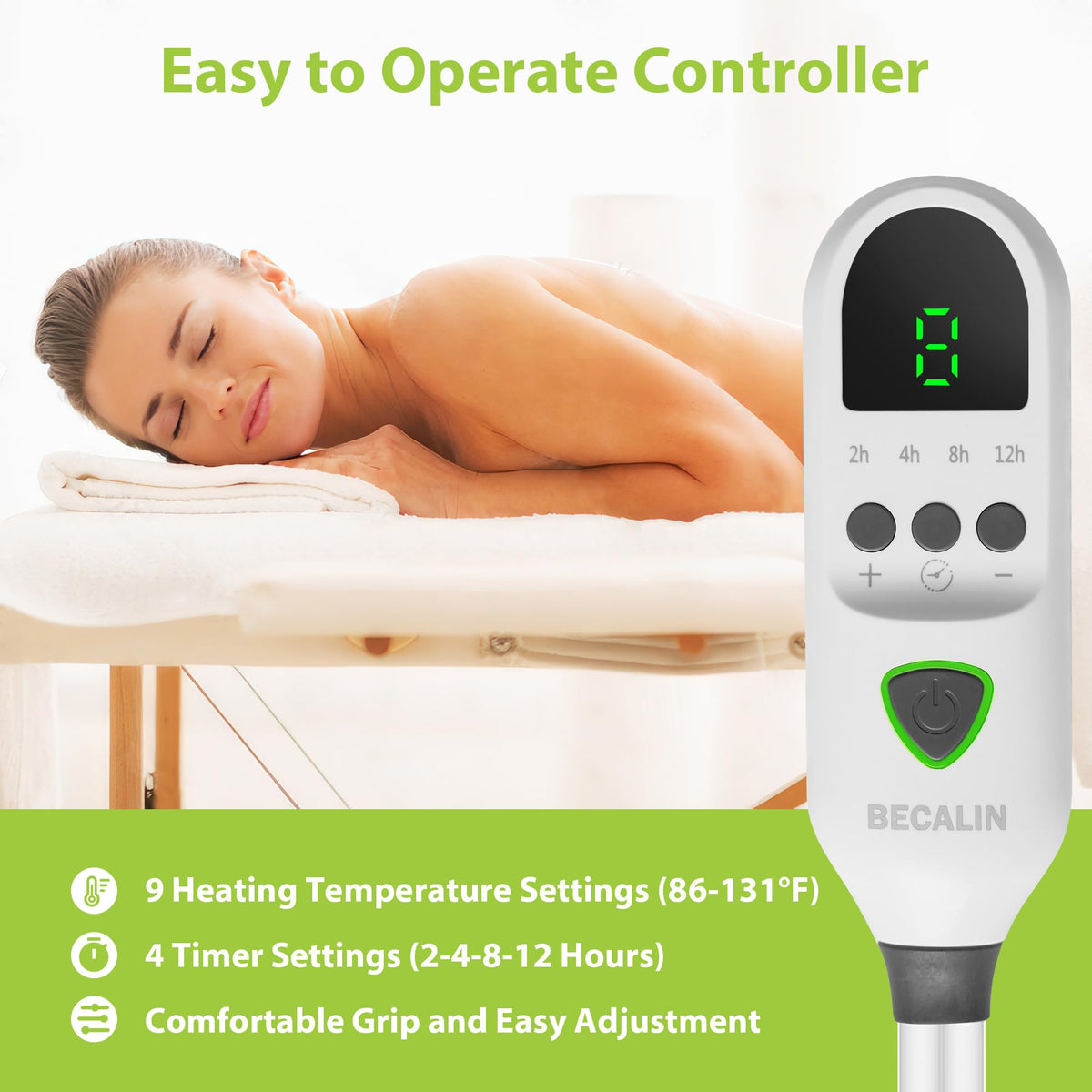 BECALIN digital controller closeup with timer and temperature display for control