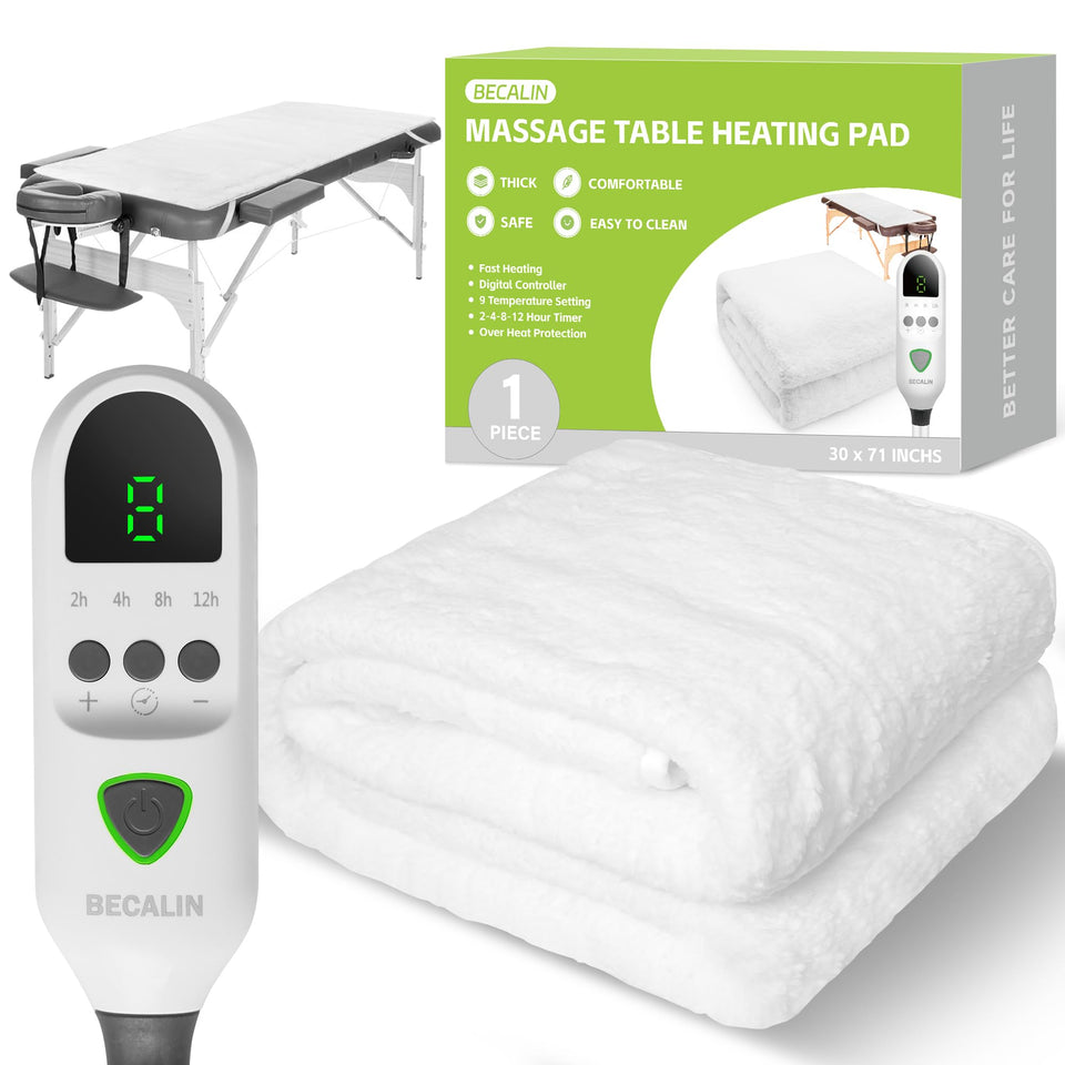 BECALIN full table view showing heated pad and even coverage for comfort