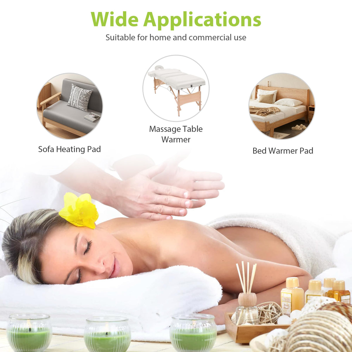 BECALIN heated pad on table in studio creating welcoming spa atmosphere