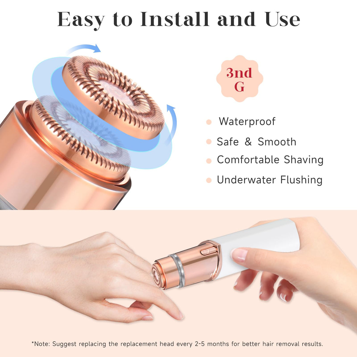 BECHY hand-held scale shot showing size and compatibility with Gen3 shaver