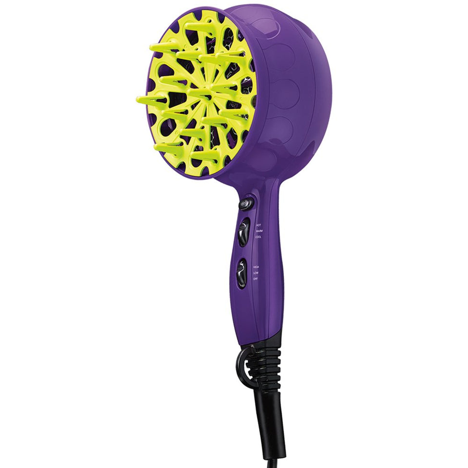 Bed Head front view with diffuser attached showing curl-enhancing design