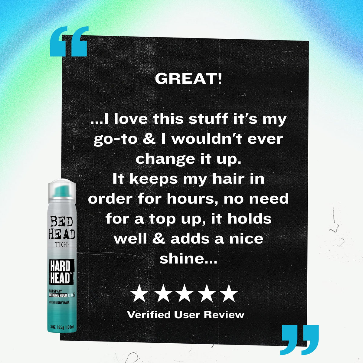 Bed Head Hard Head three cans arranged to display multi-pack value and consistent hold benefit
