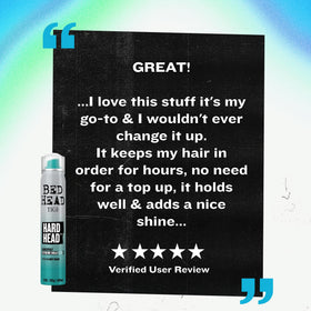 Bed Head Hard Head three cans arranged to display multi-pack value and consistent hold benefit
