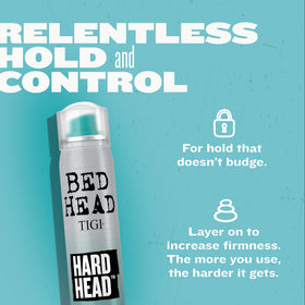 Bed Head Hard Head in travel pouch illustrating portability and TSA approval benefit
