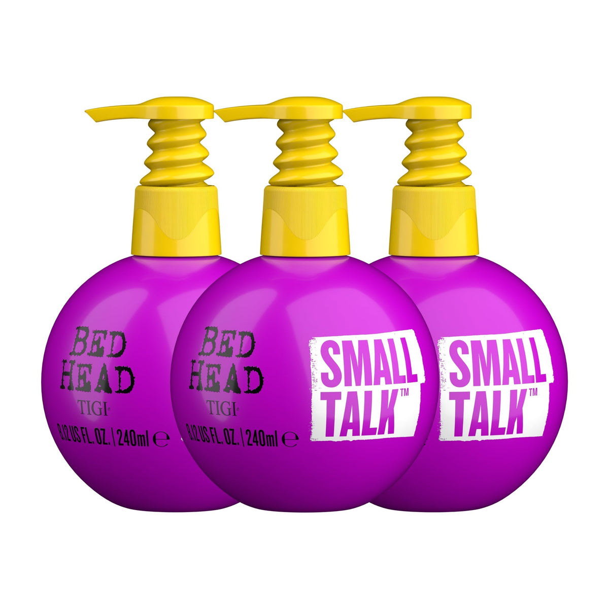 Bed Head Small Talk front packaging showing product and volume benefits