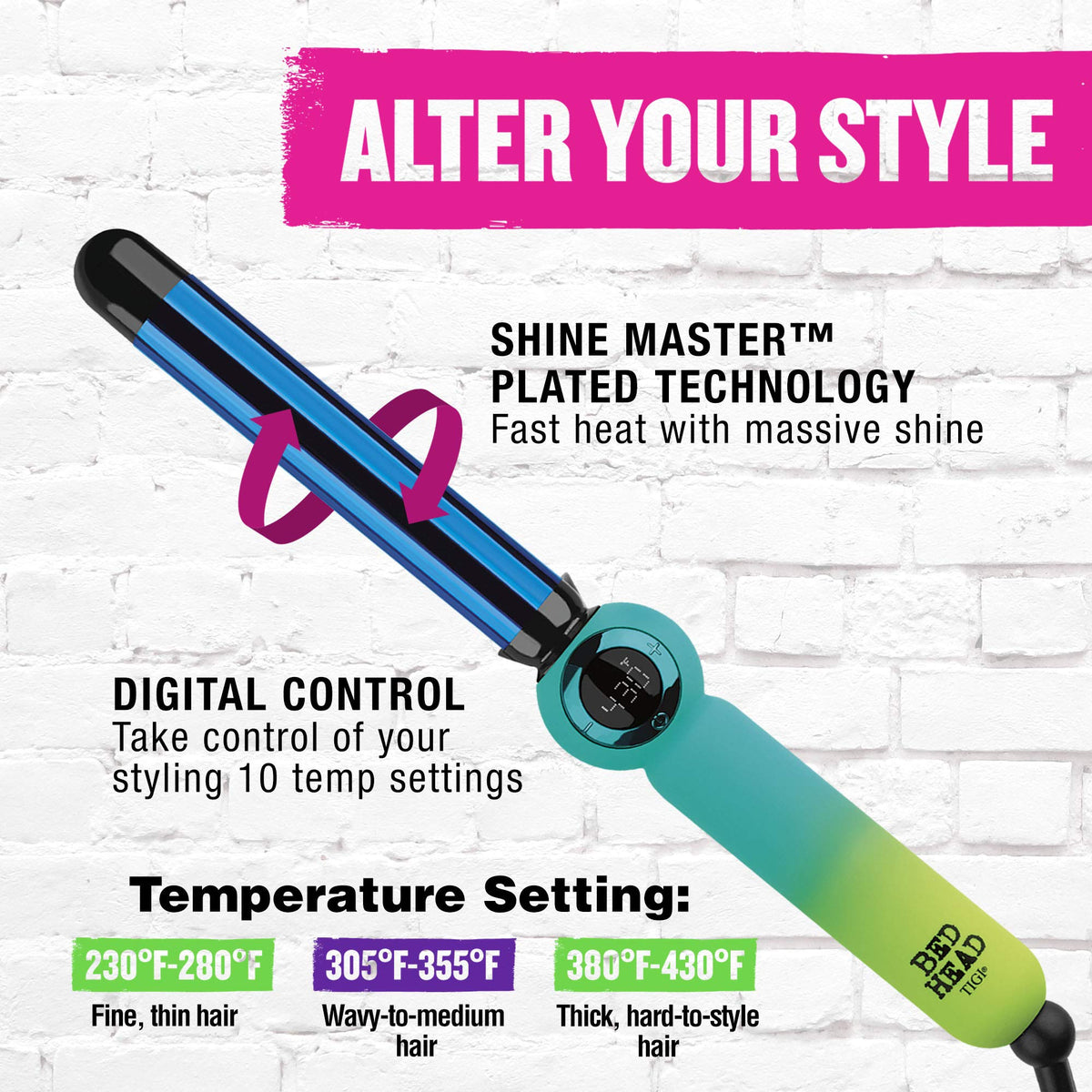 Bed Head Twirl Junkie with heat glove and cord showing travel-ready safety and convenience