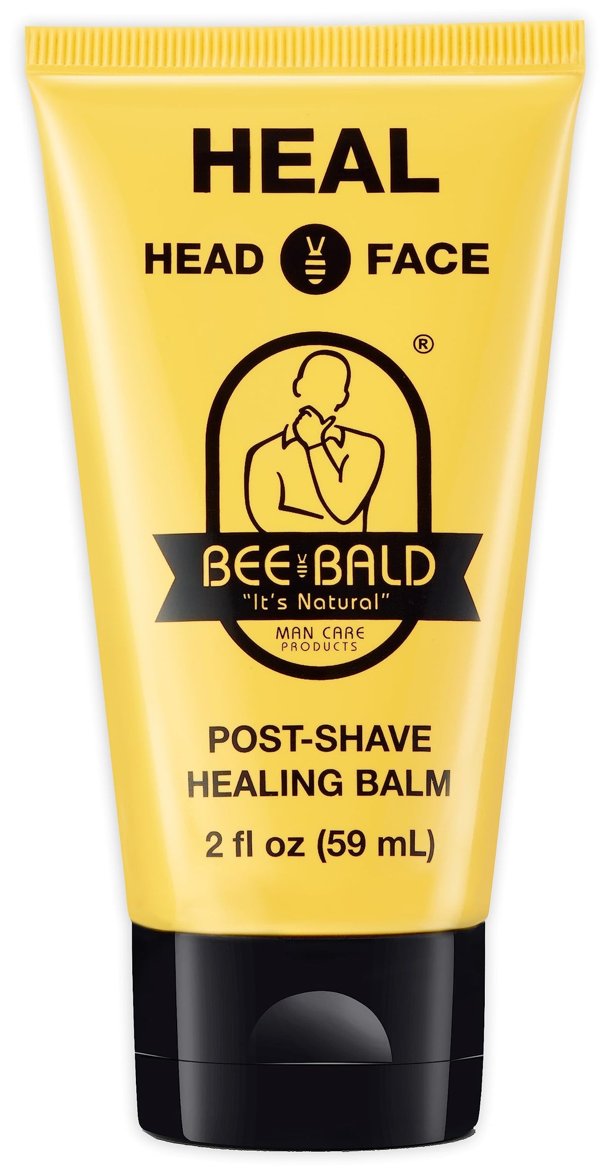 Bee Bald front bottle showing balm packaging and calm skin benefit