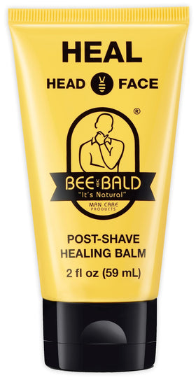 Bee Bald front bottle showing balm packaging and calm skin benefit