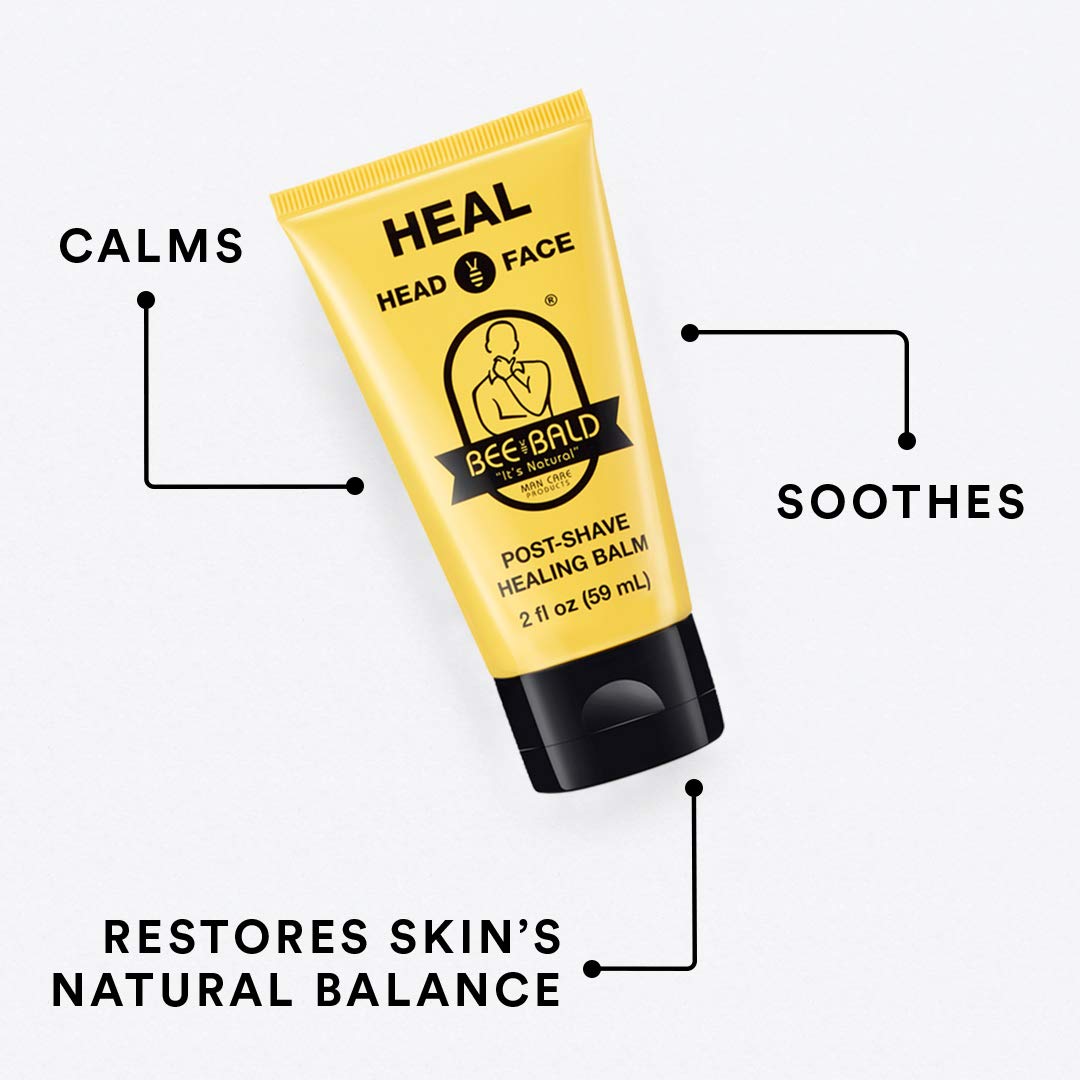 Bee Bald label ingredient panel highlighting honey and botanical benefits