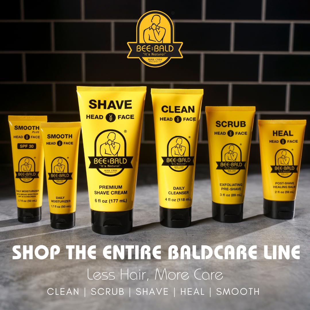 Bee Bald outdoor lifestyle photo showing sunscreen protection and confidence