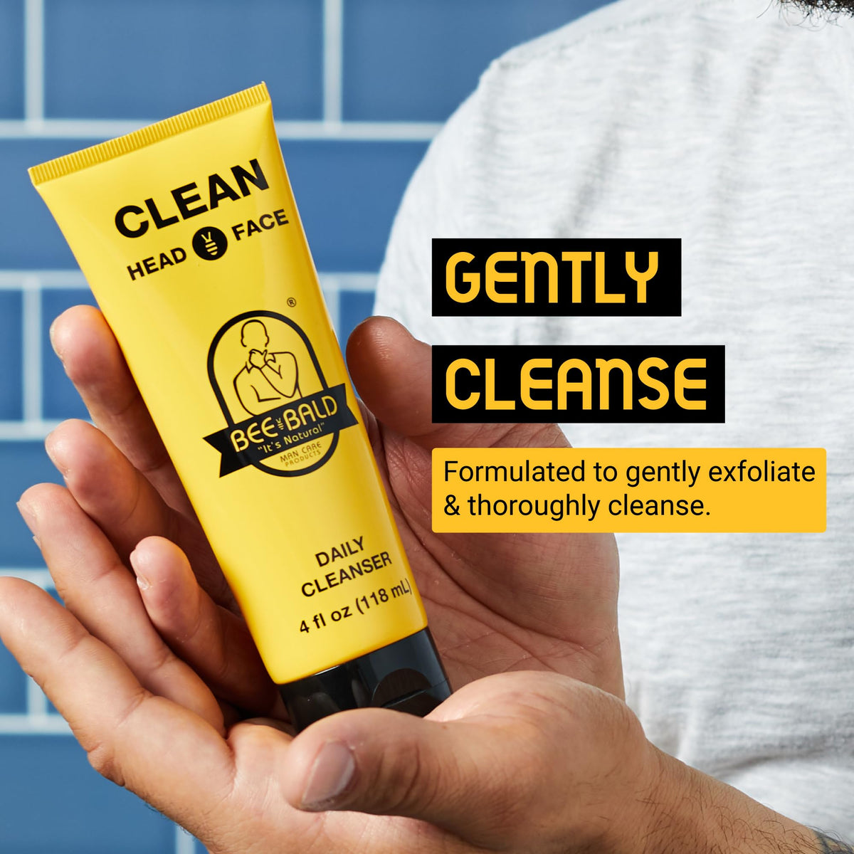 Bee Bald pump dispenser close-up for easy one-hand use