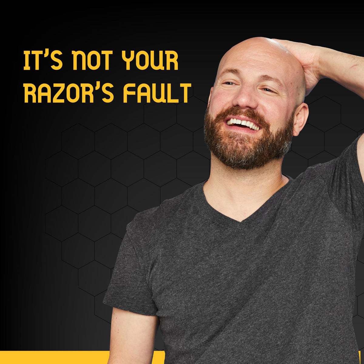 Bee Bald cream applied to scalp demonstrating even spread for head shaving
