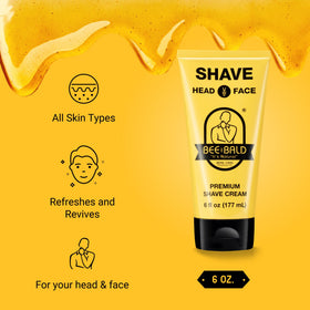 Bee Bald cream texture on hand showing light slick formula for smooth glide