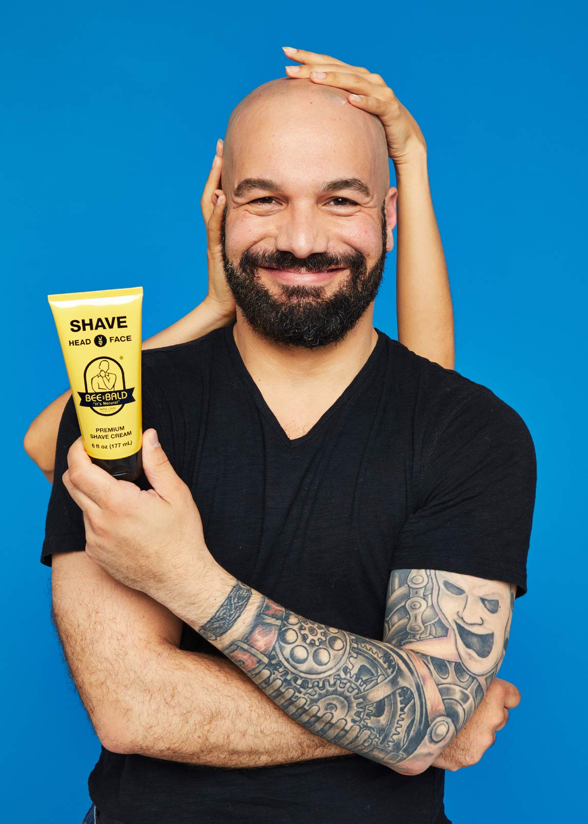 Honey and bee pollen ingredients near tube showing natural conditioning benefit