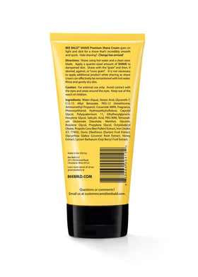 Bee Bald shaving cream with razor showing improved glide and fewer strokes