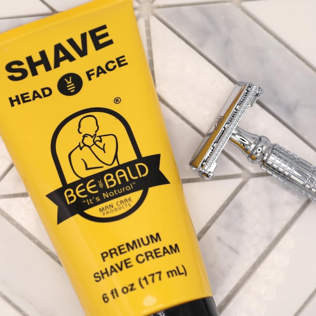 Bee Bald beside travel items showing compact 6 fl oz size convenience