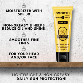 Bee Bald lotion texture swirl showing lightweight, quick-absorb benefit
