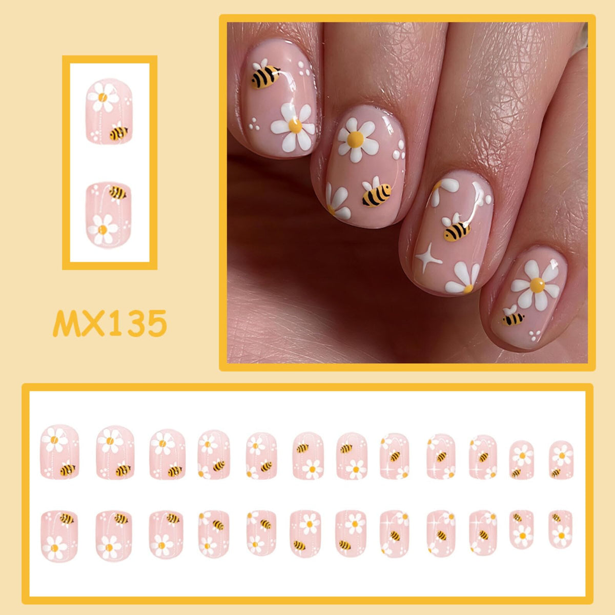 Bee Daisy close-up of white daisy motifs highlighting delicate floral detail