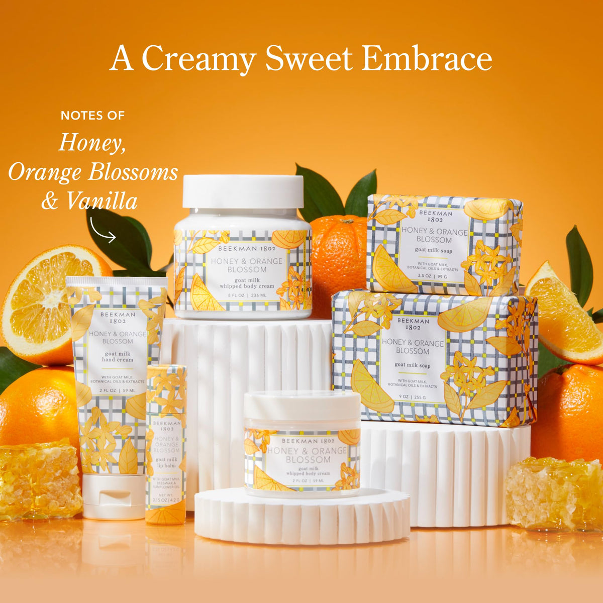 Beekman 1802 bar styled on bathroom counter suggesting everyday use and soothing scent benefit