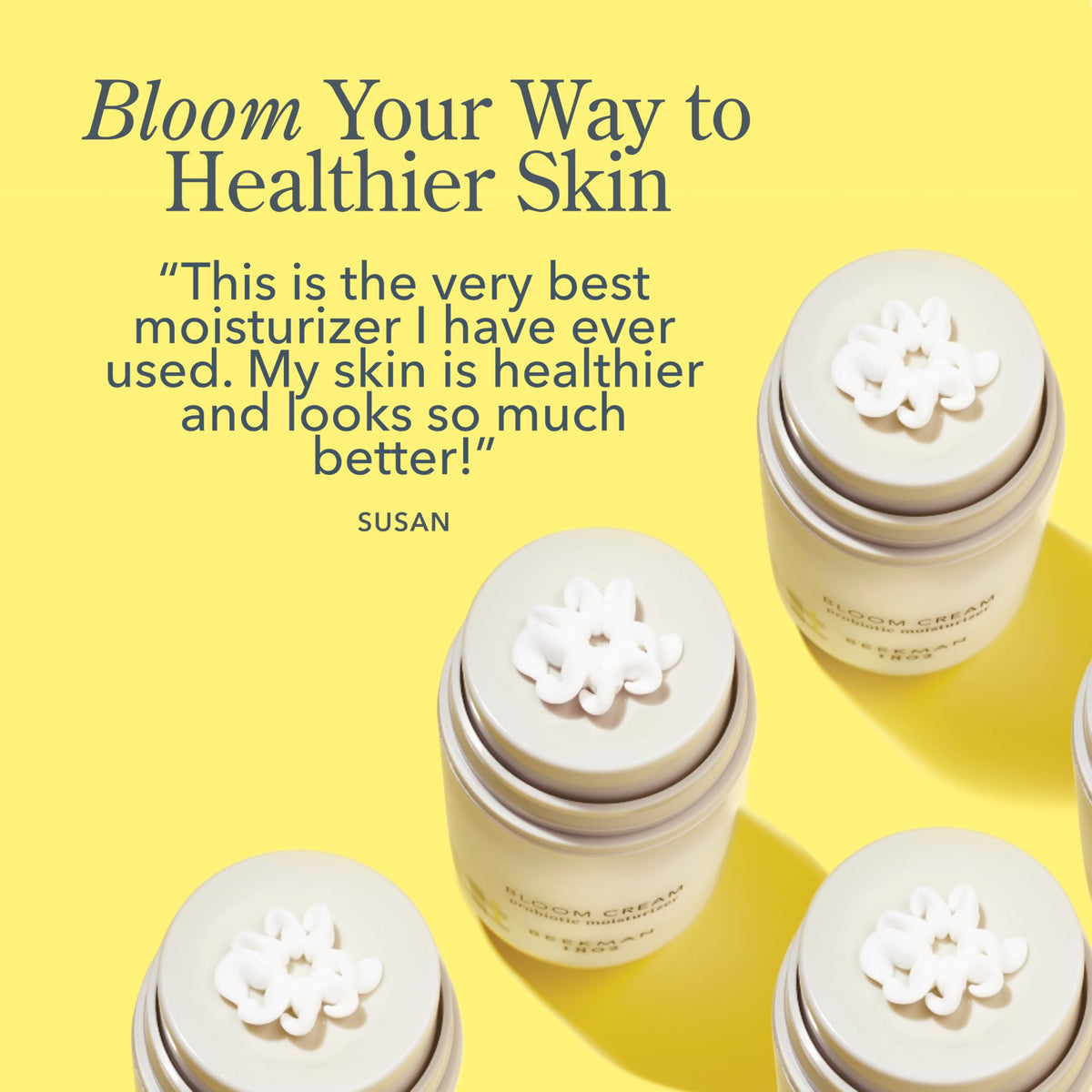 Beekman 1802 Bloom Cream on bathroom counter for daily routine convenience