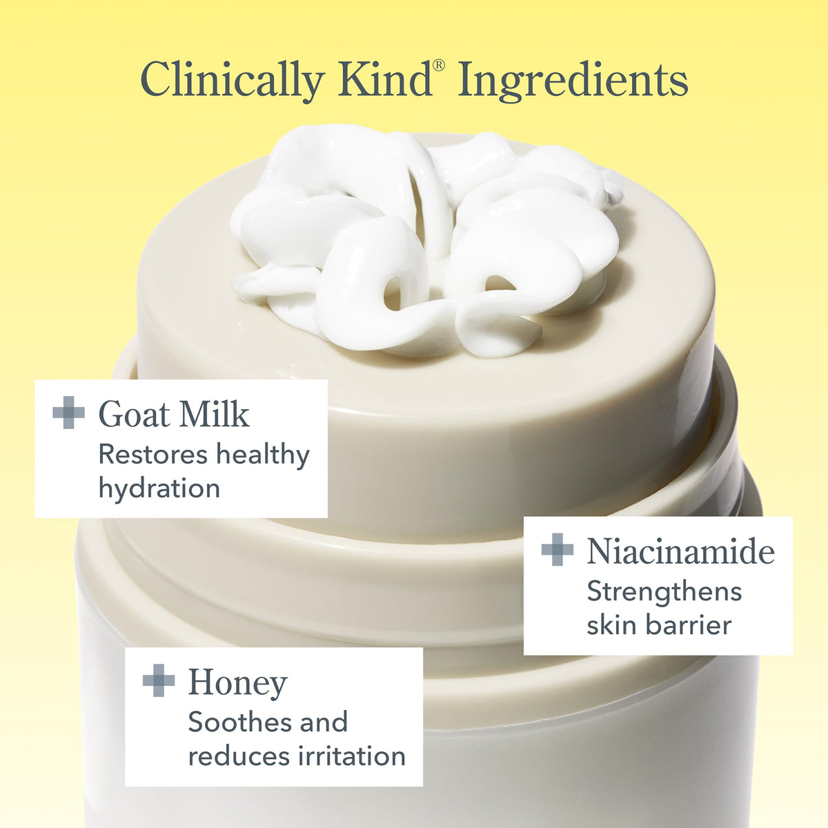Beekman 1802 open jar close-up of cream texture providing quick absorption