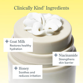 Beekman 1802 open jar close-up of cream texture providing quick absorption