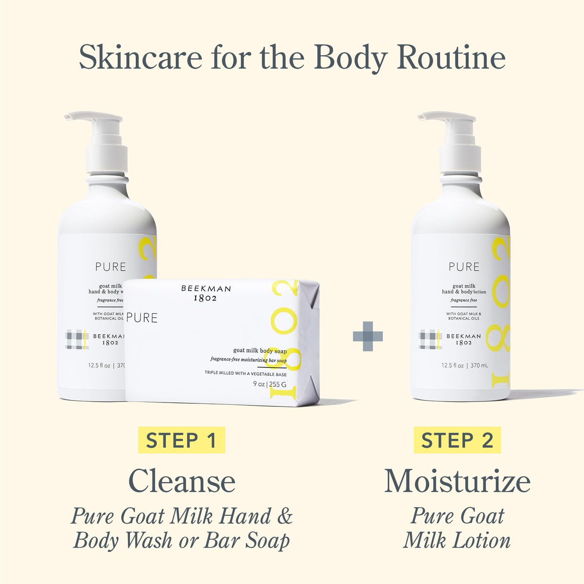Beekman 1802 hand applying soap to palm showing soothing hydration in use