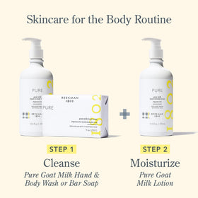 Beekman 1802 hand applying soap to palm showing soothing hydration in use
