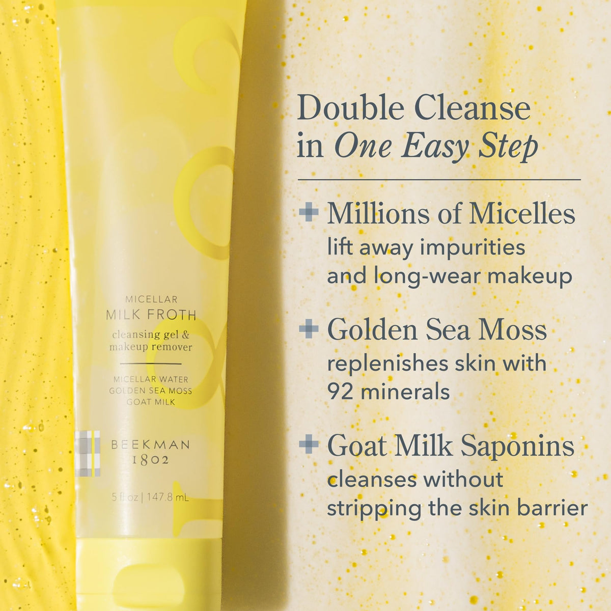 Beekman 1802 ingredients with goat milk and golden sea moss showing nourishing sources