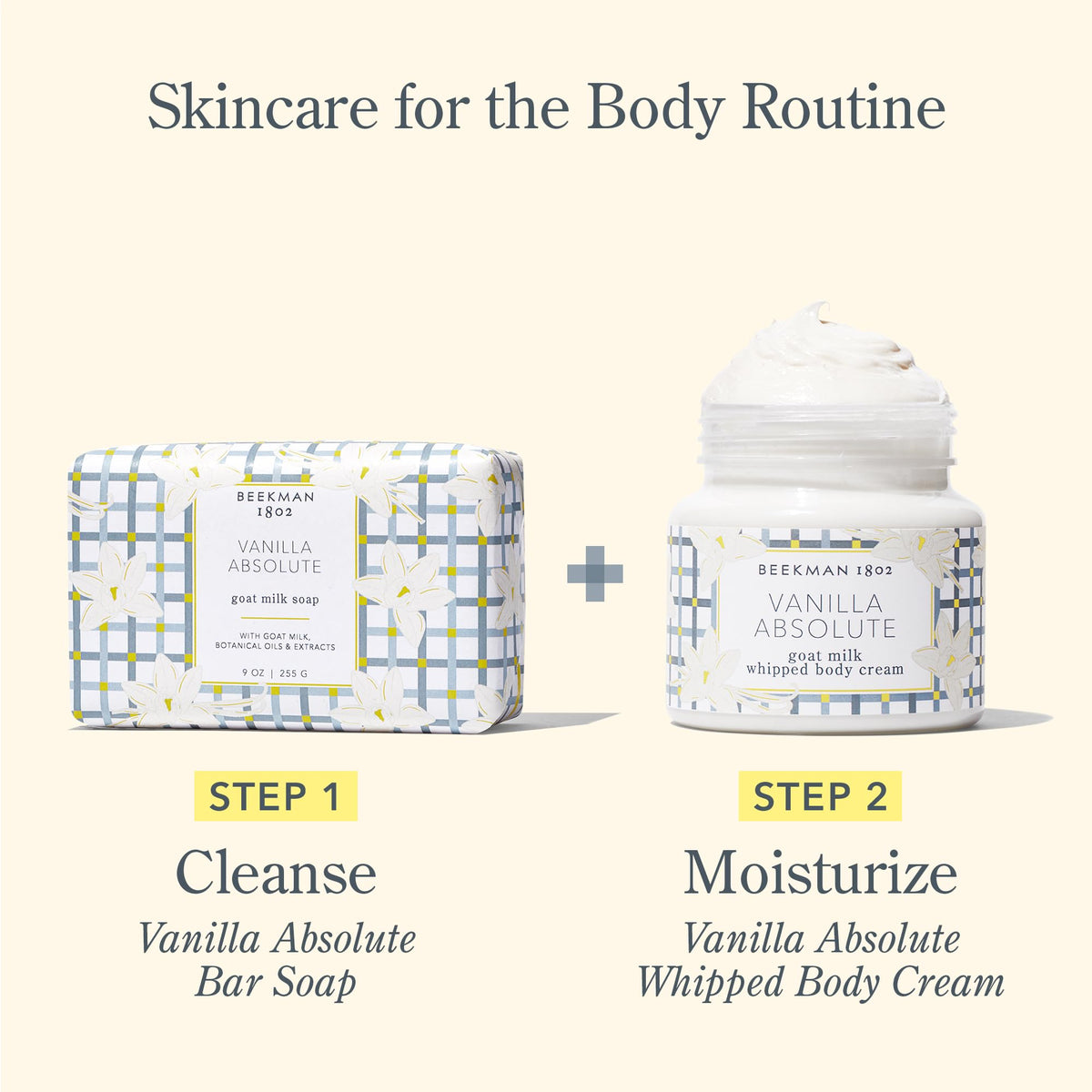 Beekman 1802 jar by sink in bathroom lifestyle scene for daily self-care routine