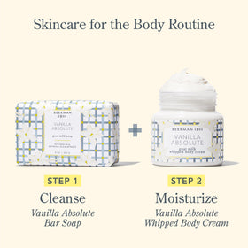 Beekman 1802 jar by sink in bathroom lifestyle scene for daily self-care routine