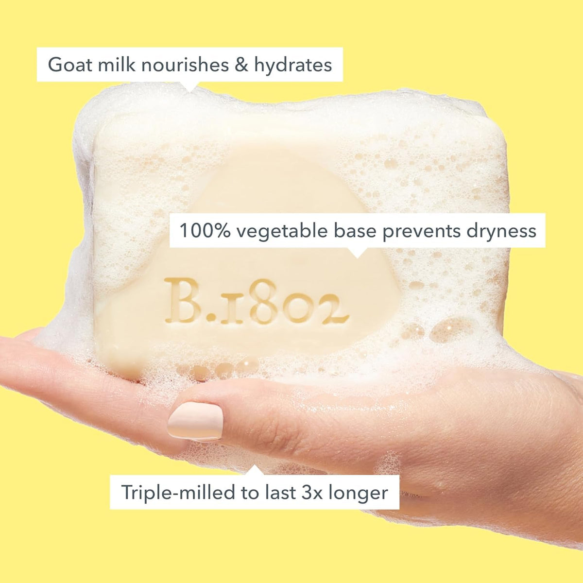 Beekman 1802 close-up cream lather texture highlighting rich moisturization