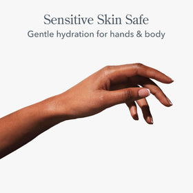 Beekman 1802 lotion texture on hand showing lightweight absorption benefit