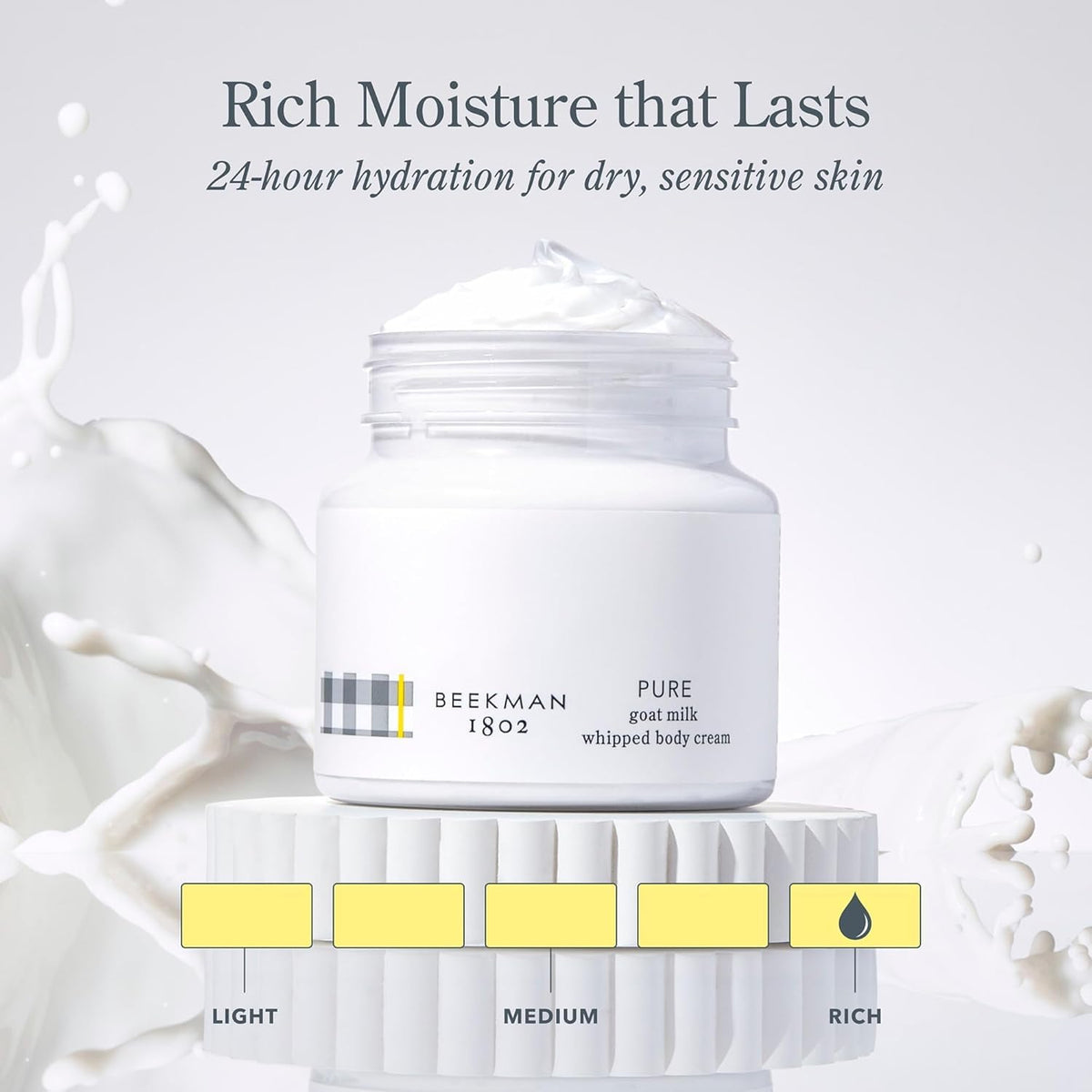 Beekman 1802 8 oz beside everyday items showing size and portability benefit