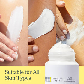 Beekman 1802 applied to elbow showing targeted hydration for rough patches