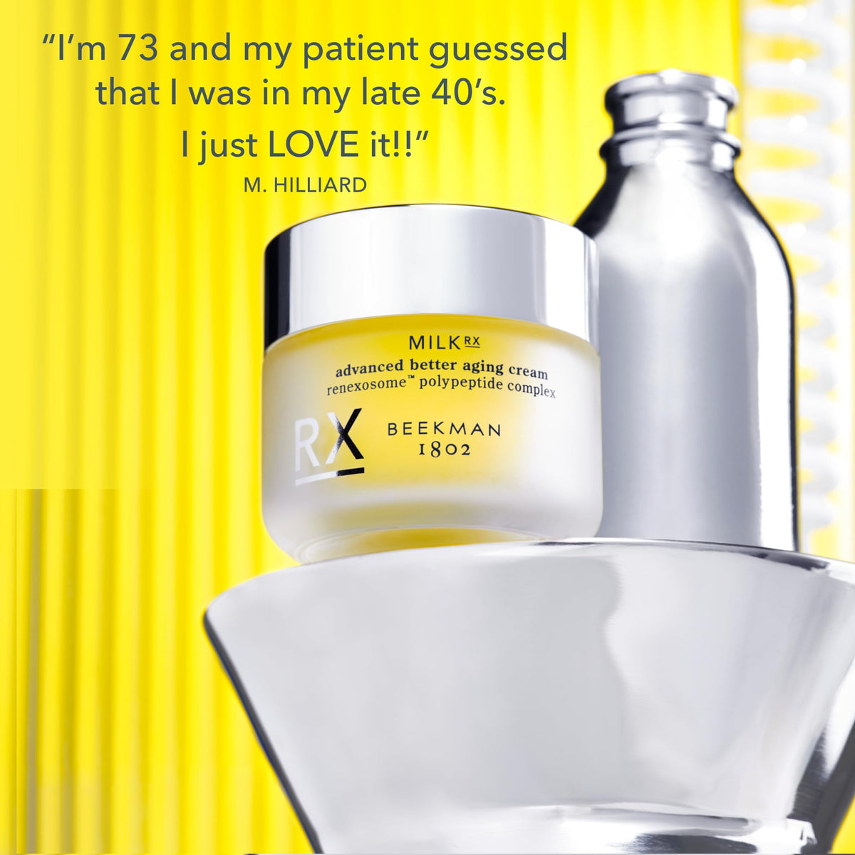 Beekman 1802 label ingredient panel close-up, communicates active peptide benefits