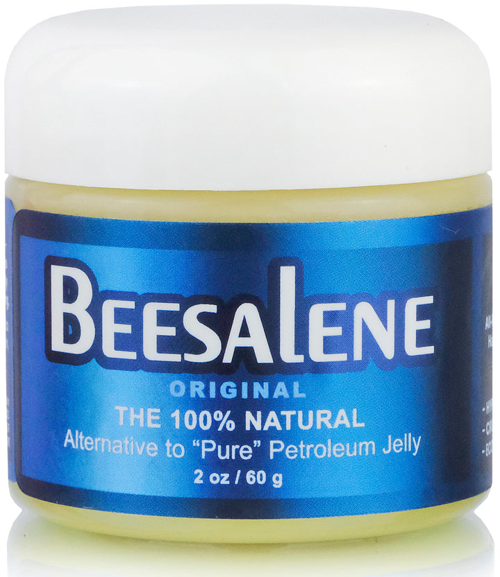 Beesaluxe Beesalene front tin showing label and compact 2 oz size for travel convenience