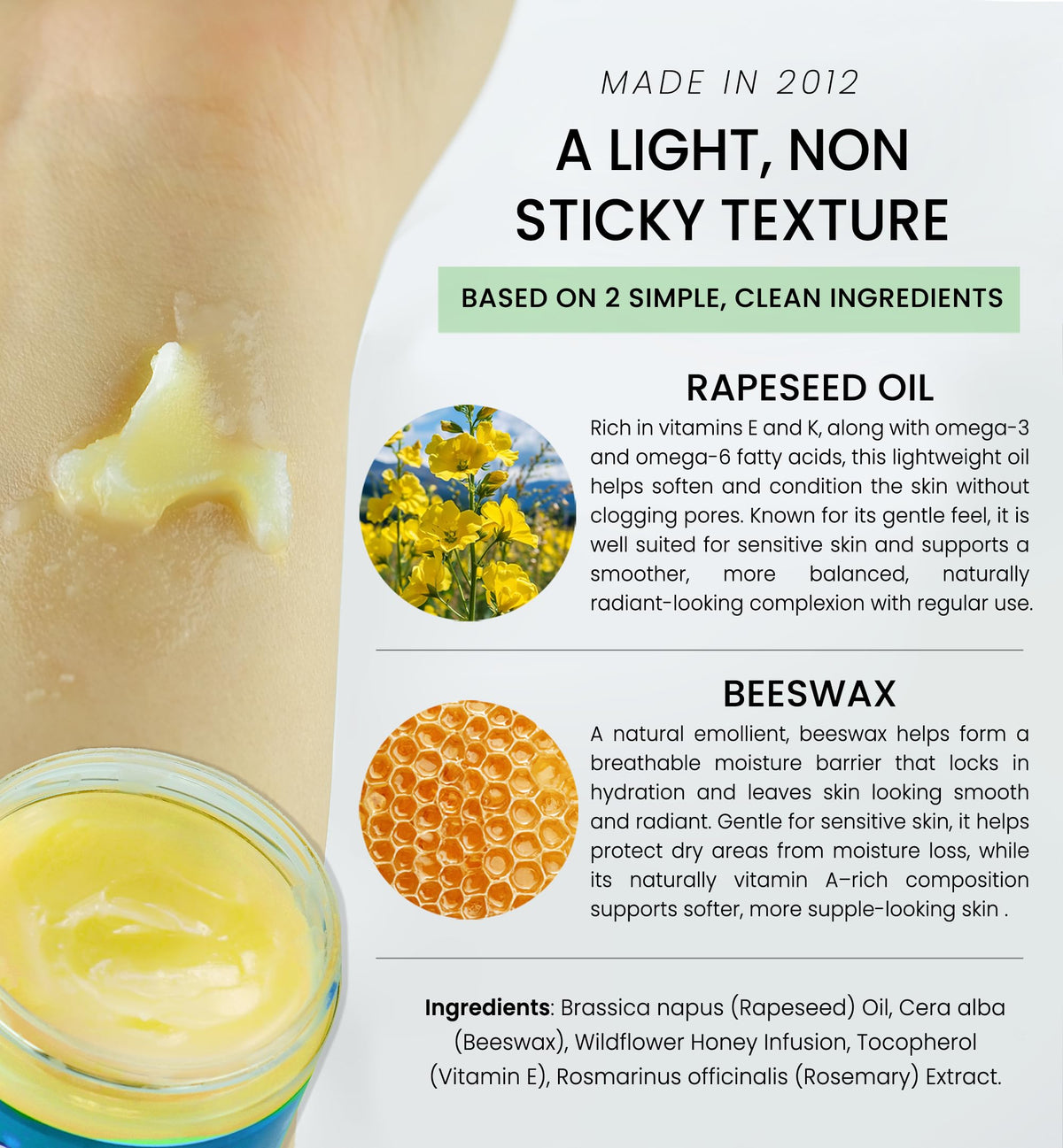 Beesaluxe Beesalene used on hands and feet showing moisturizing protection benefit