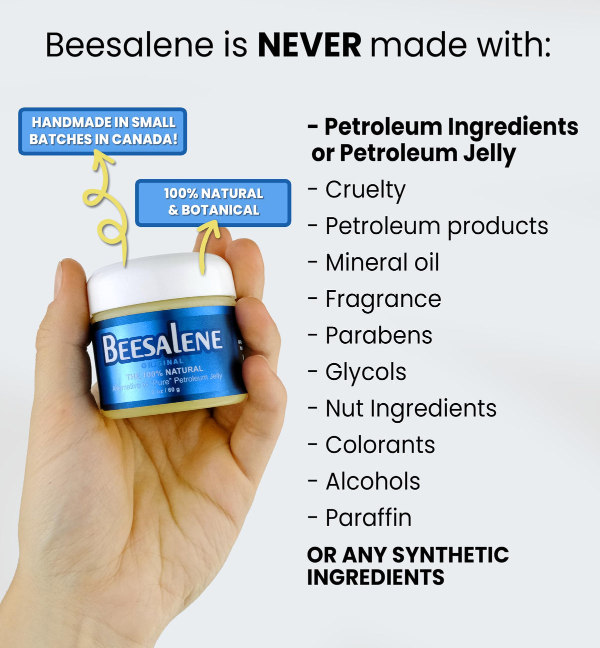 Beesaluxe Beesalene creamy texture swipe highlighting non-greasy, fast-absorbing finish