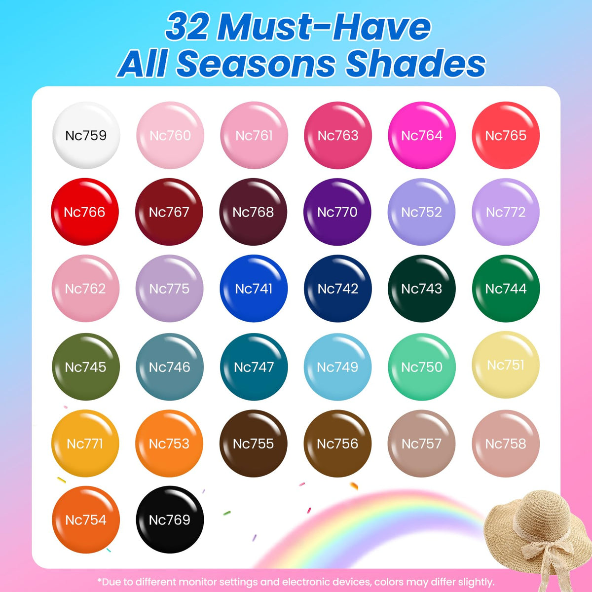 beetles 32 color bottles fanned out showcasing variety for seasonal looks