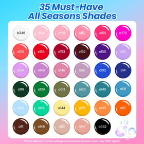 beetles 35 colors fanned out showing shade range for creative manicure choices