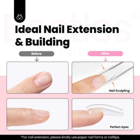 Beetles gel shaped with a clip creating durable apex and curve