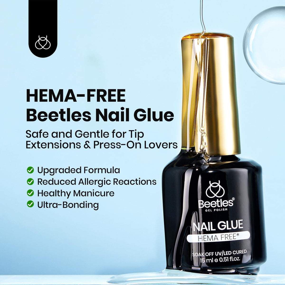 beetles brush detail applying gel to a tip, brand offers controlled, neat spread