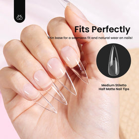 Beetles Gel Polish tip application demo with glue, demonstrates quick bonding