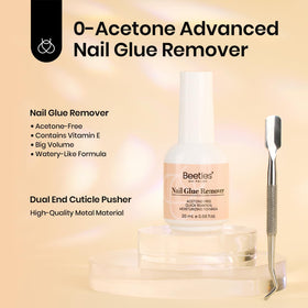 Applying Beetles solid gel to press-on nail demonstrating easy placement
