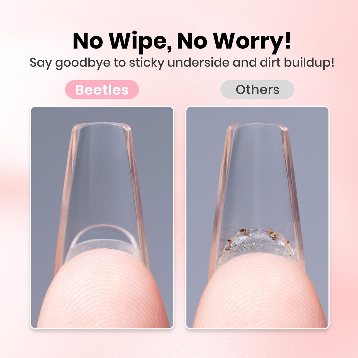 beetles applying gel to Tipex tip showing hands-free placement benefit