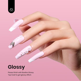 beetles Barely Pink nail swatch fan displaying multiple opacity levels for choice and planning